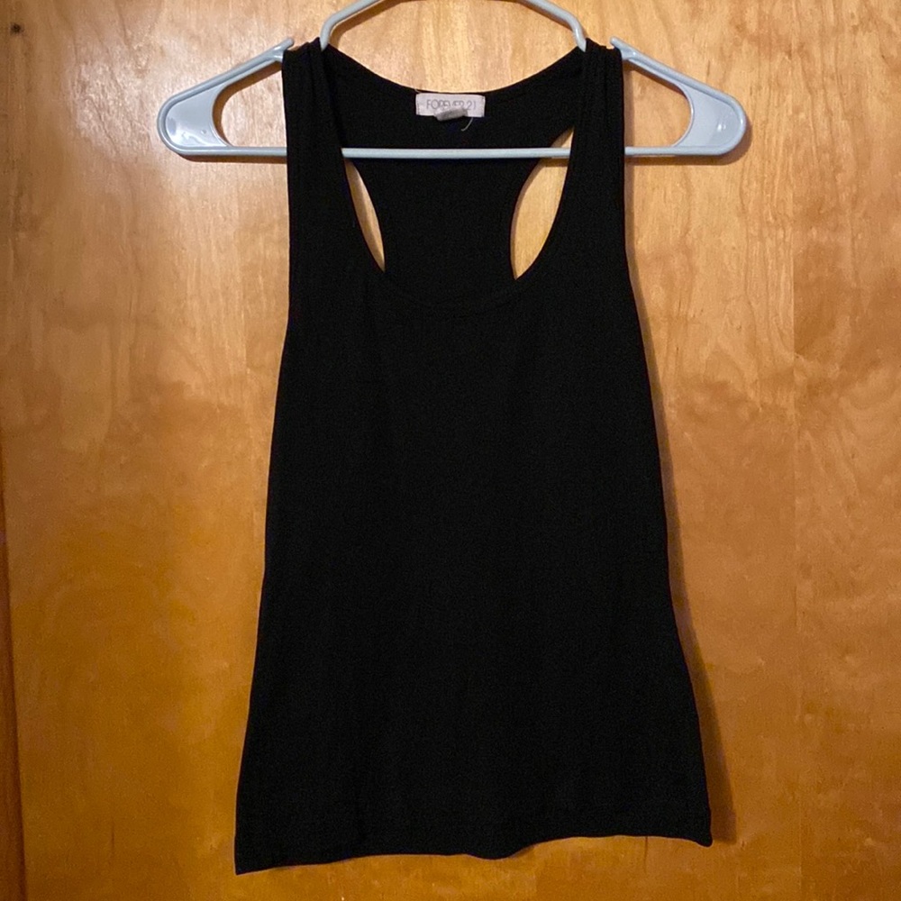Tank Top Racerback Black Ribbed Soft Large L